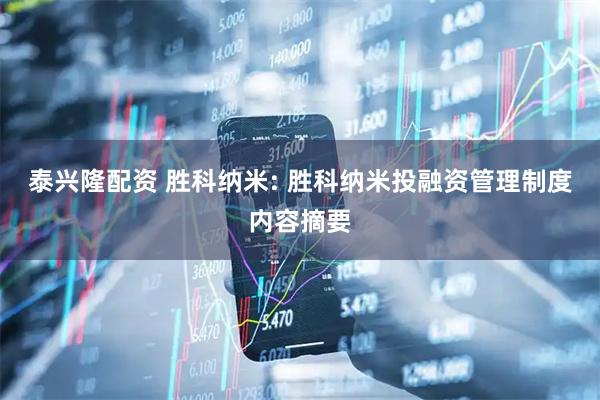 泰兴隆配资 胜科纳米: 胜科纳米投融资管理制度内容摘要