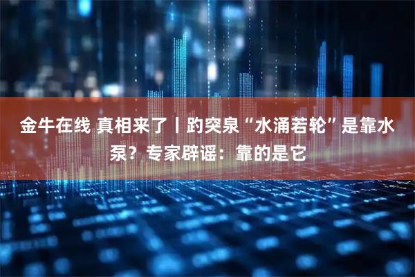 金牛在线 真相来了丨趵突泉“水涌若轮”是靠水泵？专家辟谣：靠的是它